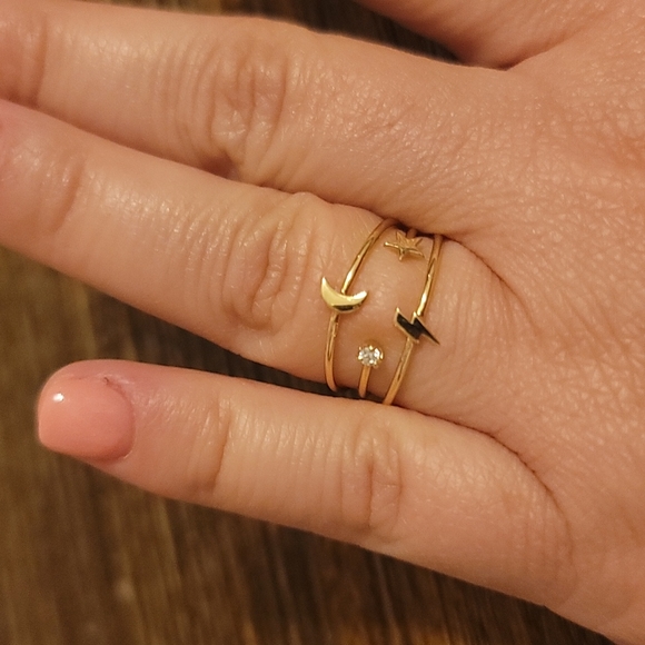 ZOE CHICCO 14K GOLD & DIAMOND RING ITTY BITTY SYMBOL RING - SIZE 7 - Picture 4 of 12